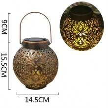 1/2 stuks op zonne-energie werkende metalen holle pioenlantaarn, waterdichte buitenverlichting voor tuin en landschap, decoratieve hanglamp