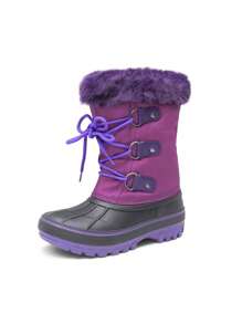Boys Girls Toddler Winter Snow Boots Mid Calf Boots Waterproof Warm For Snowball Fights And Ski,Christmas Gifts - Màu tím - Xem 4