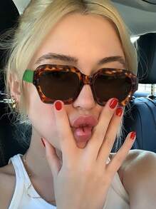 1 pieza Gafas de sol de estilo retro y bohemio con bloques de color antirreflectantes, adecuadas para playa, fiesta, viaje, gafas de moda para verano, vacaciones en la playa, exteriores, viajes