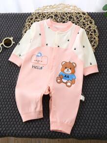 Pagliaccetto carino a fantasia cartoni animati per neonato bambina, per primavera e autunno - Rosa - Visualizzare 1