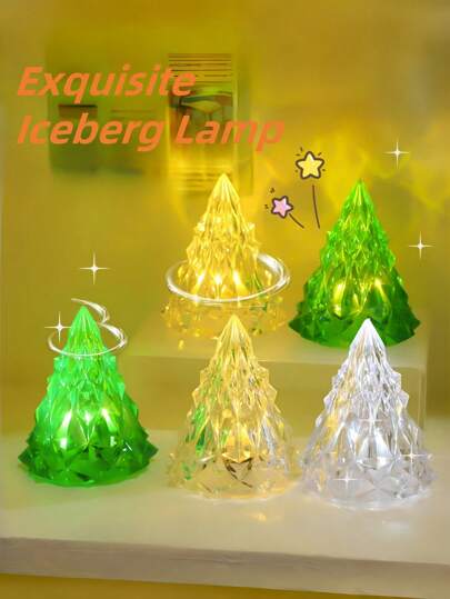 1 件亚克力纽扣电池供电冰山 LED 电子蜡烛灯装饰氛围灯，送给女朋友的生日礼物，圣诞礼物