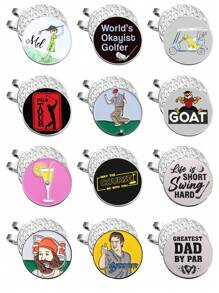 1/12Pcs Golf Ball Marker Golf Hat Clip Magnetic Alloy Marker Golf Accessories Golf Clubs, Golf Poses, Golf Cart, Juice, Fun Text, Lucky Gift For Golfers - Multicolor - View 12