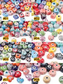 10pcs Vibrant Multicolor Devil Eye Pattern Ceramic Spacer Beads - Perfect For DIY Jewelry Making, Crafting, And Accessories - Ideal For Creating Unique Bracelets, Necklaces, And More