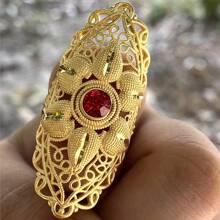 1 pieza Anillo de cobre chapado en oro de 24 quilates, accesorio diario de estilo de Dubai para mujeres