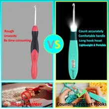 18 Sizes Counting Crochet Hooks With Light, Digital Counter Crochet Hooks Set With Case (2.0mm~14.0mm)