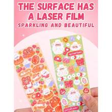 100 Cute Cartoon Laser Stickers (Random Sticker Patterns), GOO Card Stickers, Party DIY Stickers, With Built-In Cutting Lines That Do Not Require Cutting, Cute Cartoon Themed Stickers For Adults, Teenagers, And Children,School Supplies,Back To School