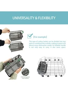 1 Cutlery Basket, Multiple Sizes Of Universal Dishwasher Silverware Replacement Basket, 2-In-1 Utensil, Cutlery Storage Rack, Compatible With Various Models And Sizes Of Dishwashers Such As Bosch, Kitchenaid, Frigidaire, GE - Grey - View 11