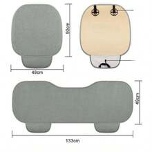 3-Piece Set Linen Car Seat Cushion Cover, All-Season Breathable Anti-Slip Front 2pcs + Rear 1pc Long Pad - View 5