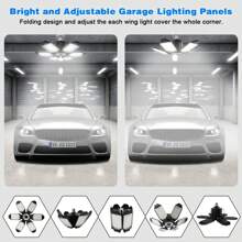 LED Garage Lights 2 Pack, 30000LM Deformable Garage Light Ceiling LED Shop Lights, 150W E26/E27 LED Light Garage Lighting With 6 Adjustable Panels Garage Bulb For Basement, Attic - 2 PCS - View 3