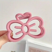 1pc Cute Simple Hollow Bow Hair Clip, Solid Color Claw Clip, Hair Accessories For Teens Hair Jaw Clip
