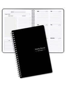 Trees Undated Weekly Planner Notebook, Daily Schedule, Spiral Bound, Goal Setting, Habit Tracker, Essential For Women Back To School - Black - View 3