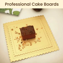 10 件蛋糕纸板，方形金色烘焙板，扇贝边缘防油蛋糕板 - 加厚底座蛋糕板，适用于婚礼生日蛋糕装饰用品，披萨底座蛋糕盘配件 - 金色 - 查看 7