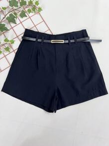 Marrant Shorts With Belt And High Waist Pocket - 黑色 - 查看 1