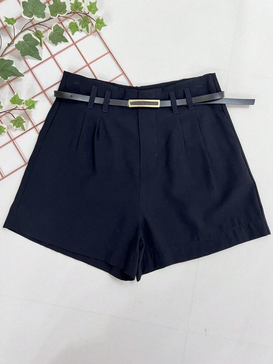 Marrant Shorts With Belt And High Waist Pocket - 黑色 - 查看 1