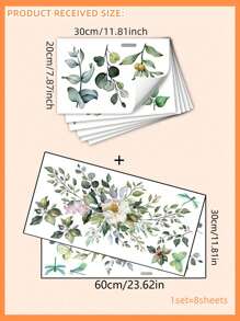 1 Set Floral Butterfly & Dragonfly Home Decor Wall Stickers,Stickers,Wall Decal, Vinyl Decal For Home Decorations,Spring Decoration Items Refresh Your Home,Rama Decoration Stickers