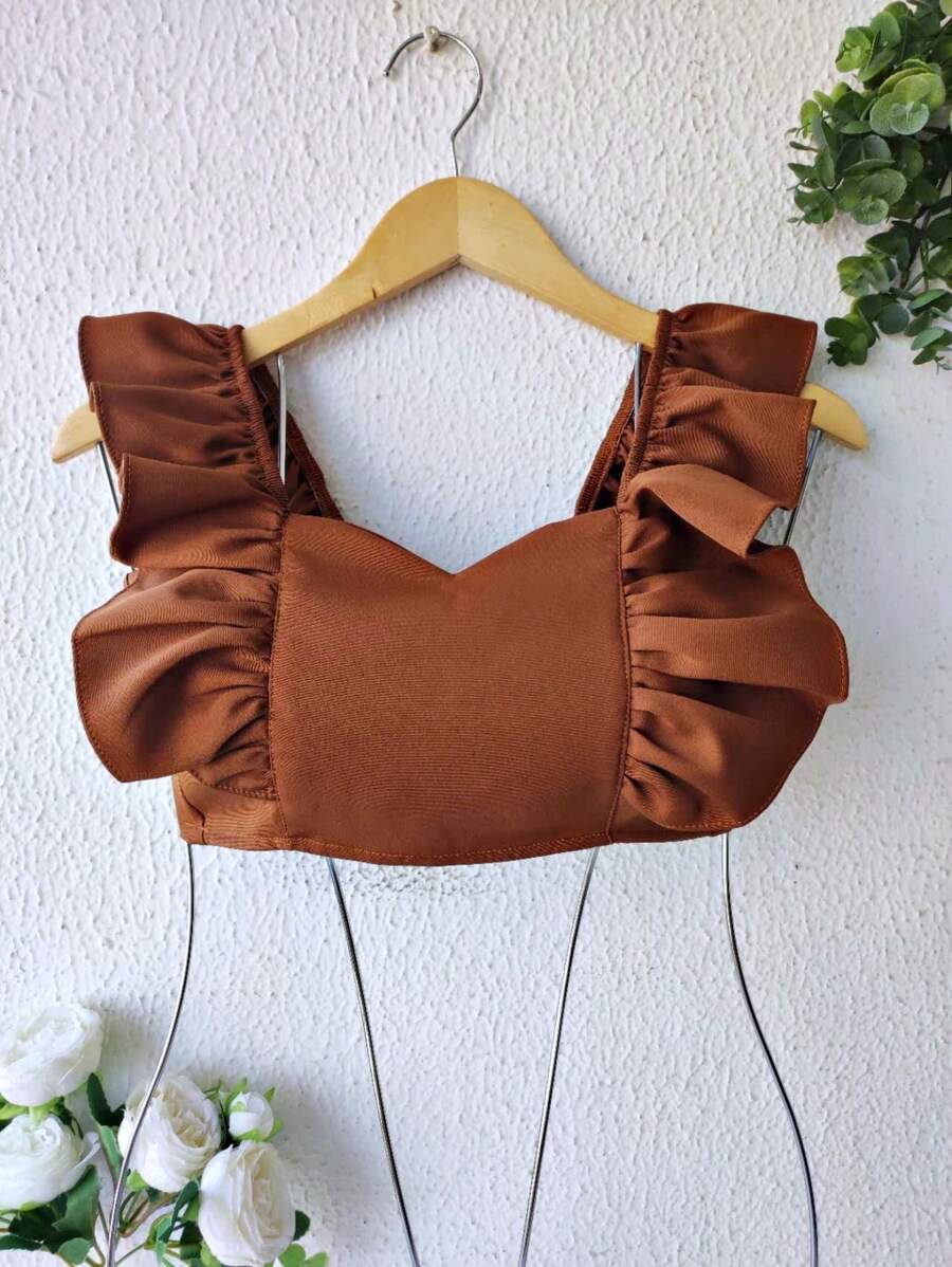 Tailored Crop With Bulge - 巧克力棕 - 查看 1