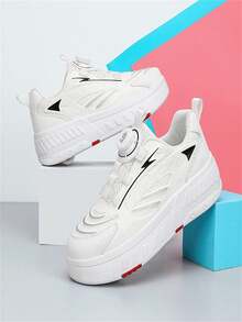 2024 新款 4 轮 Heelys 溜冰鞋，适合青少年男孩和女孩，带步行鞋底的轮滑鞋 - 白色 - 查看 4