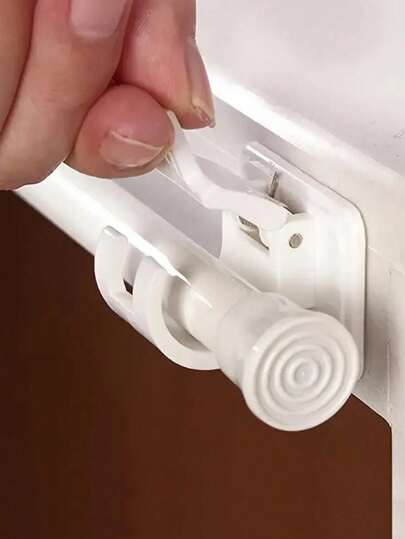 2 pièces Crochets à ressort adhésifs puissants, support de tringle à rideaux monté au mur pour chambre à coucher, salon etc., matériel de maison pratique et décoratif