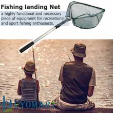 Fishing Landing Net With Telescopic Handle, Foldable & Collapsible, Lightweight Aluminum Alloy Frame, Portable Long Handle For Bird & Fish Catch And Release