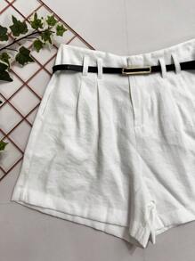 Marrant Shorts With Belt And High Waist Pocket - 白色 - 查看 2