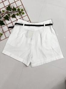 Marrant Shorts With Belt And High Waist Pocket - 白色 - 查看 5