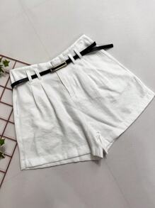 Marrant Shorts With Belt And High Waist Pocket - 白色 - 查看 1