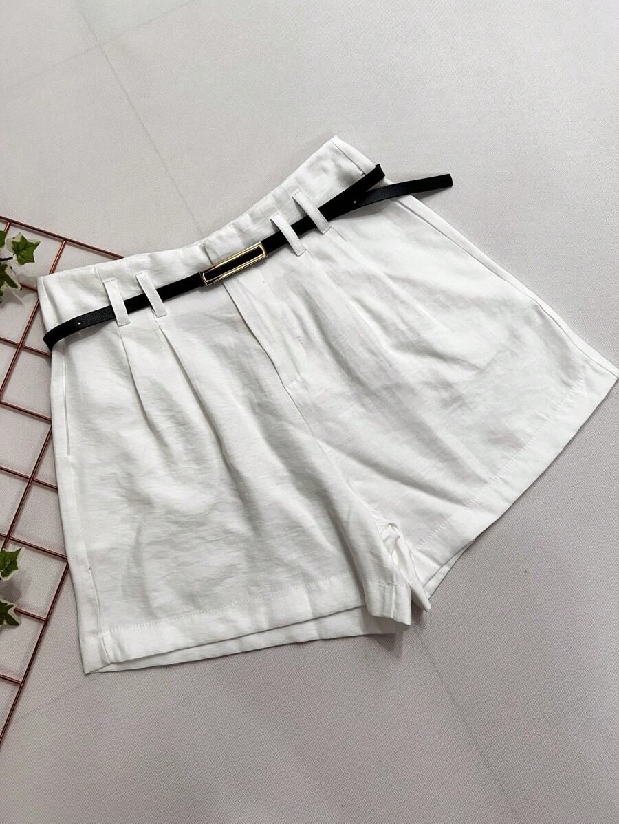 Marrant Shorts With Belt And High Waist Pocket - 白色 - 查看 1