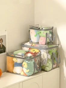 1pc Large Capacity Children's Toy Storage Box, Waterproof Organizer Bag For Student Books Love Valentine - Grey - View 2