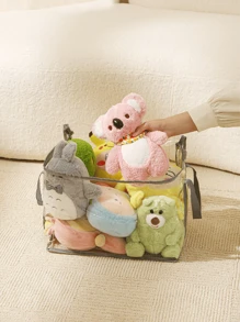 1pc Large Capacity Children's Toy Storage Box, Waterproof Organizer Bag For Student Books Love Valentine - Grey - View 3