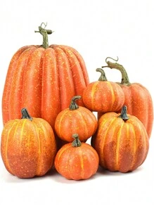 Artificial Pumpkins, Pumpkin Decorations, Halloween Fall Autumn Decor, Fake Pumpkin, For Thanksgiving Table Centerpiece Mantle Kitchen Wedding Friends Giving Party Home Decor Best Gifts Birthday Halloween Decor Room Decor - Orange - View 10