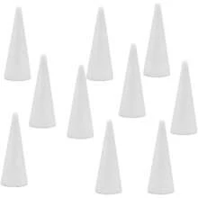 10pcs 19.5cm/6.78in White Polystyrene Cones, Foam Craft Molds For DIY Models, Tree, Flower Decor Best Gifts - White - View 1