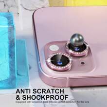 Compatible With Iphone 11-15 Pro Max Camera Lens Protector Bling, 9H Tempered Glass Camera Cover Screen Protector Metal Ring Decoration Accessories (Rhinestone-Pink) Gift For Birthday, Family, Friends Sparkling Crystal, Lens Protector, Phone Accessories Waterproof Shockproof Anti-Fall Anti-Fall Scratch Resistant Anti-Fingerprint Full Cover