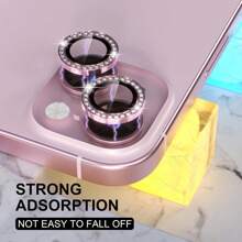 Compatible With Iphone 11-15 Pro Max Camera Lens Protector Bling, 9H Tempered Glass Camera Cover Screen Protector Metal Ring Decoration Accessories (Rhinestone-Pink) Gift For Birthday, Family, Friends Sparkling Crystal, Lens Protector, Phone Accessories Waterproof Shockproof Anti-Fall Anti-Fall Scratch Resistant Anti-Fingerprint Full Cover
