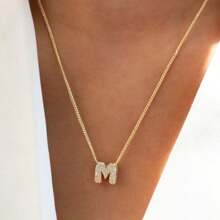 New Fashionable Multifunctional 26pcs English Letter Necklace, Women Copper Cubic Zirconia Letter Pendant