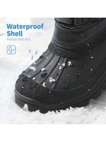 Boys Girls Snow Boots Mid Calf Boots Insulated Waterproof Side Zipper For Christams Gifts - 深灰色 - 查看 7