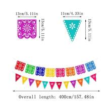 1pc Seven Color Hollow Flag Banner, Family Party Hanging, Ceiling Window Decoration Pull Flag, Pinata Theme Rave Party Pull Flower - Multicolor - View 2