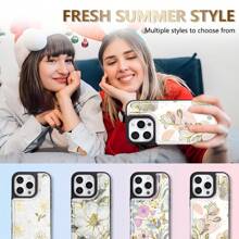 奢华钱包式烫金压纹花卉图案双扣RFID防盗刷卡槽相框支持功能磁吸翻盖PU人造革手机壳，兼容 17 Air 16 Pro Max 15 Plus 14 13 Mini 12 11 XS XR SE 2022 2020 8 7，以及三星Galaxy S25 Ultra S24 FE S23 Plus S22 S21 A56 A55 A36 A35 A17 A16 A15 A14 A13 A07商务防摔保护套