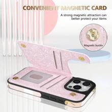 奢华钱包式烫金压纹花卉图案双扣RFID防盗刷卡槽相框支持功能磁吸翻盖PU人造革手机壳，兼容 17 Air 16 Pro Max 15 Plus 14 13 Mini 12 11 XS XR SE 2022 2020 8 7，以及三星Galaxy S25 Ultra S24 FE S23 Plus S22 S21 A56 A55 A36 A35 A17 A16 A15 A14 A13 A07商务防摔保护套