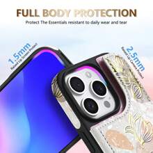 奢华钱包式烫金压纹花卉图案双扣RFID防盗刷卡槽相框支持功能磁吸翻盖PU人造革手机壳，兼容 17 Air 16 Pro Max 15 Plus 14 13 Mini 12 11 XS XR SE 2022 2020 8 7，以及三星Galaxy S25 Ultra S24 FE S23 Plus S22 S21 A56 A55 A36 A35 A17 A16 A15 A14 A13 A07商务防摔保护套