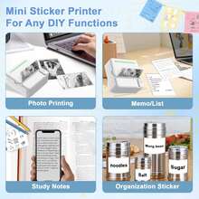 Portable Mini Printer With 5pcs Color Sticker Paper, Mini Multifunctional Portable Photo Printer, Sticky Note, Text, List Thermal Printer, Inkless Printer Small Mobile Photo Album Printer - White Green Printer - View 4