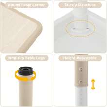 Kids Table And 2 Chairs Set, Height-Adjustable Toddler Table And Chair Set With Graffiti Desktop, 23.6''L X 23.6''W Children Activity Table For Daycare, Classroom, Home - Màu be - Xem 5