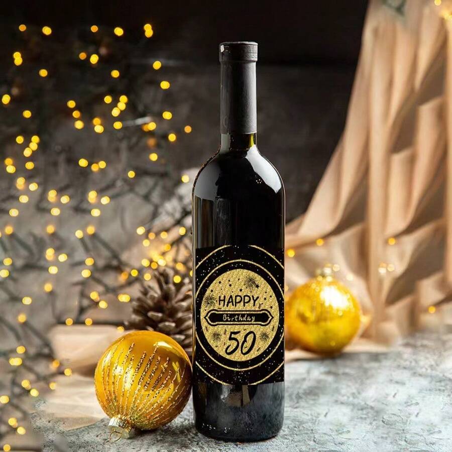 8pcs 50th Birthday Wine Or Beer Bottle Labels Stickers Present, Cheers To 50 Years, Funny Fabulous Unique Party Decorations Supplies For Men Husband Male