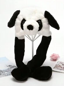 Cute Cartoon Ear Embroidery Airbag Fluffy Hat With Moving Ears, Autumn/Winter