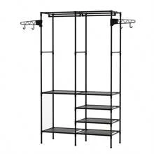 1 closet de doble multifuncional de 3 capas, soporte de acero inoxidable, gran capacidad, almacenable ropa, zapatos, juguetes, etc.navidad - Negro - Ver 8