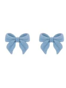 1 对儿童甜美可爱时尚简约植绒蝴蝶结耳钉 - 1pcs - 查看 11