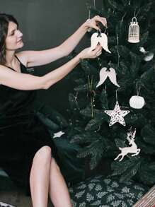 1pc Christmas Tree Decoration - Deer Angel Wing, Birdcage, Hollow White Star Ornament, Creative Holiday Decor Best Gifts Birthday Home Decor Christmas Decorations Room Decor Winter Christmas Decorations Home Christmas Gifts Christmas Decor - Multicolor - View 3