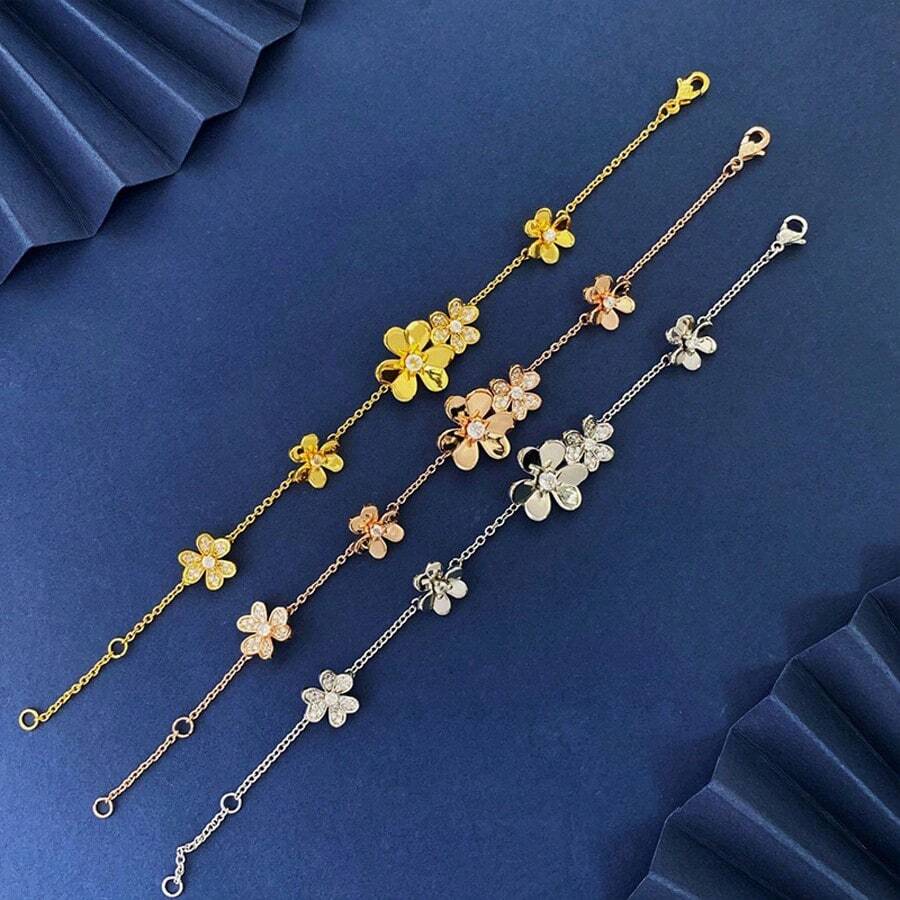 1 件别致的三叶草花水钻幸运链手链，甜美优雅的度假风格珠宝礼物情人节、妈妈、母亲、母亲节、礼物 - 花朵手鍊 - 查看 1