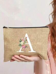 1 túi đựng mỹ phẩm in chữ cái A-Z, quà tặng cho bé gái, túi đựng đồ in họa tiết chữ cái tối giản phong cách retro dễ thương, túi trang điểm, túi đựng đồ nhỏ, túi đựng đồ vệ sinh cá nhân, ví cầm tay, túi đựng đồ gấp gọn nhẹ, túi mua sắm tối giản, ví cầm tay quà tặng giáo viên, túi đựng đồ cho y tá/bác sĩ/giáo viên, thích hợp để đựng đồ trang điểm cá nhân khi đi du lịch, túi đựng mỹ phẩm, túi đựng đồ trang điểm. - Màu Khaki - Xem 6