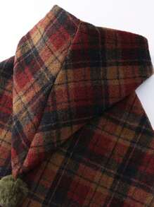 1 pieza Abrigo con capucha de estilo escolar dulce y cómodo, acolchado a cuadros, para niña joven, de estilo casual y alto nivel, multicolor, para primavera/verano/otoño - Multicolor - Ver 5