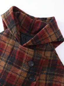 1 pieza Abrigo con capucha de estilo escolar dulce y cómodo, acolchado a cuadros, para niña joven, de estilo casual y alto nivel, multicolor, para primavera/verano/otoño - Multicolor - Ver 4